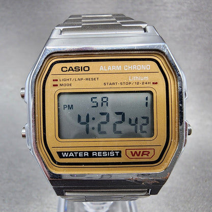 Casio A158WE Watch Men 33mm Digital Stainless Steel Alarm Chronograph New Batt1