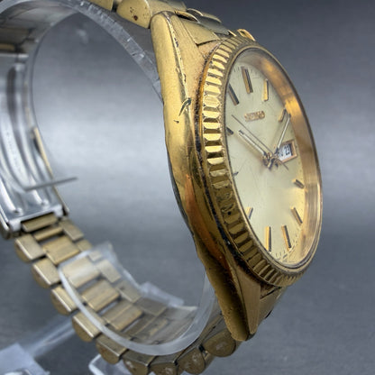 Seiko President Watch Men 36mm Champange Dial Gold Tone Daydate 7N43-8111 NewBat3