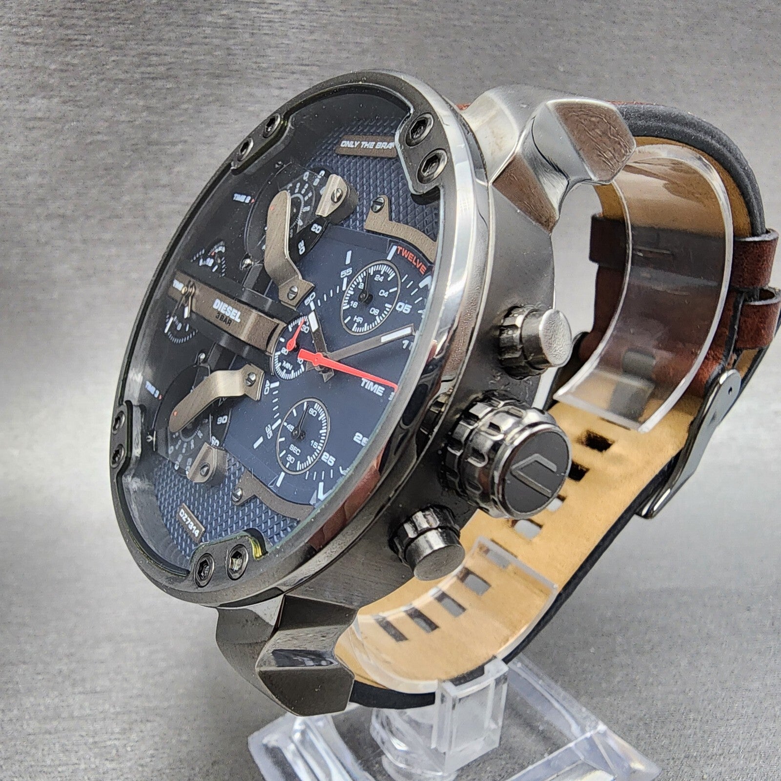 Diesel Mr Daddy 2.0 Watch Men 57mm Blue Dial Gray Tone Round DZ 7314 New Battery2