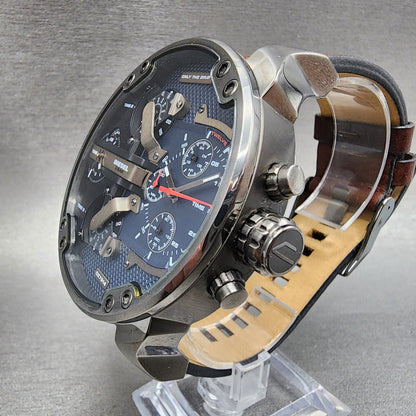 Diesel Mr Daddy 2.0 Watch Men 57mm Blue Dial Gray Tone Round DZ 7314 New Battery2
