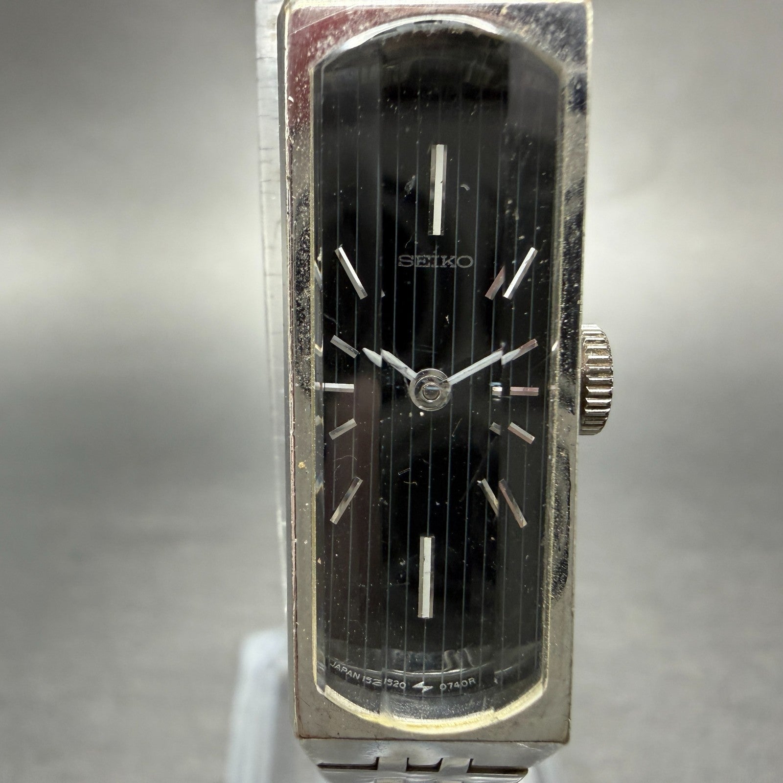 Seiko Watch Women 13mm Black Dial Silver Tone Rectangle Manual 1520-3670 PARTS2