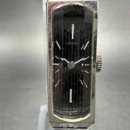 Seiko Watch Women 13mm Black Dial Silver Tone Rectangle Manual 1520-3670 PARTS2
