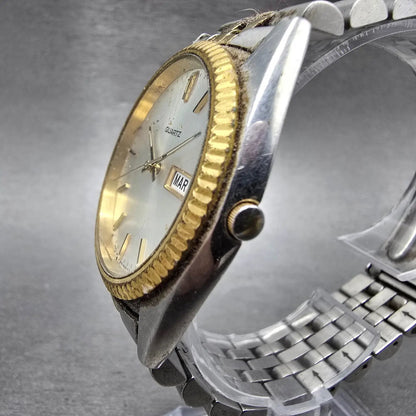 Seiko President Watch Men 35mm Silver Dial Two Tone Daydate 7N43-8111 PARTS3