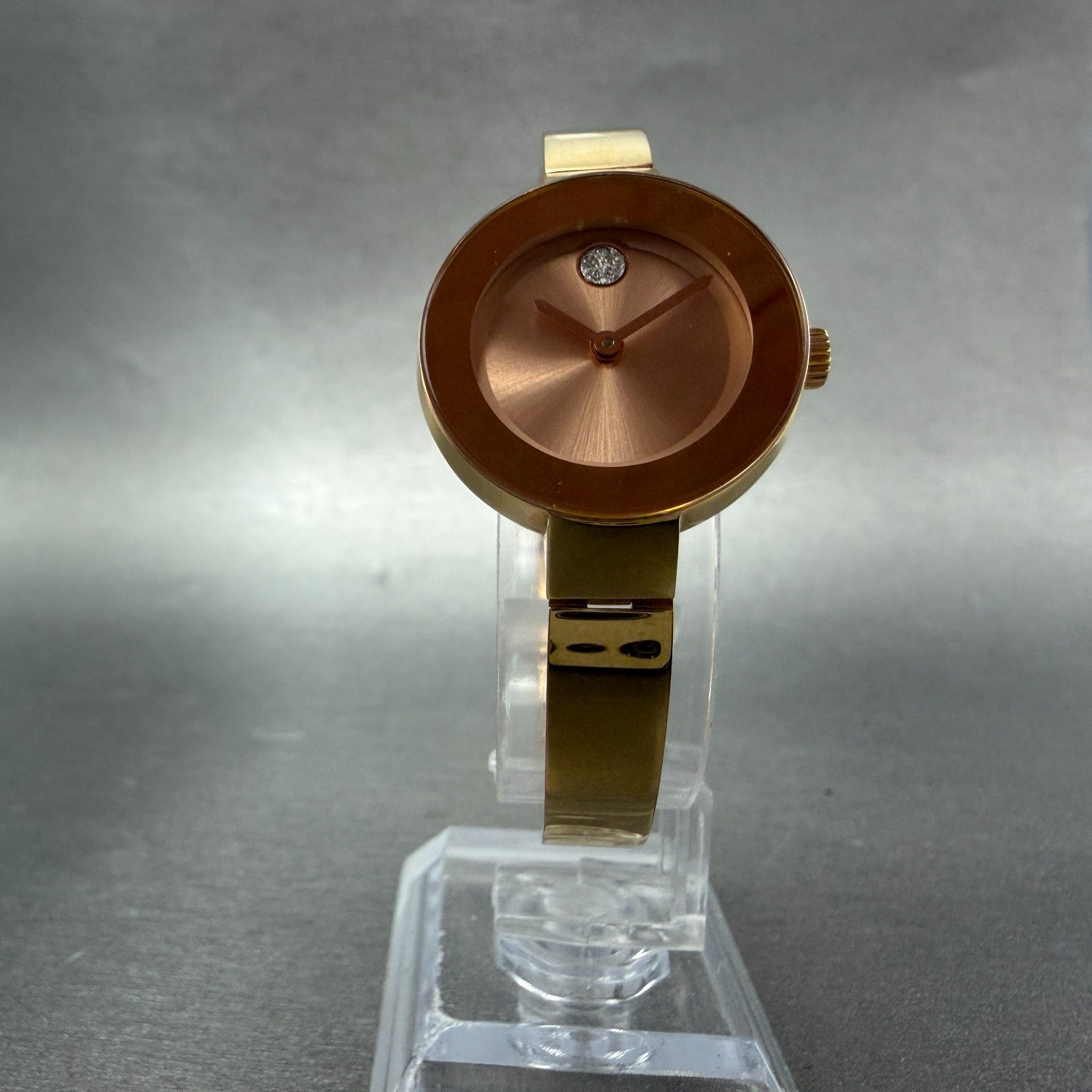 Movado Bold Bangle Watch Women 25mm Rose Dial Rose Gold Round 3600202 New Batt5