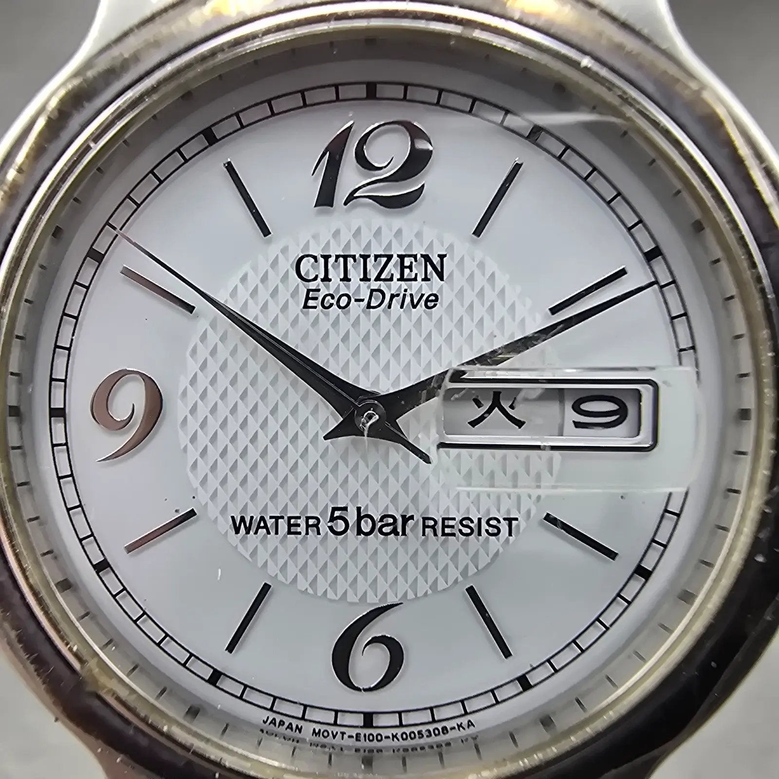 Citizen Eco-Drive Watch Men 36mm White Dial Steel Daydate E100-K003334 PARTS2