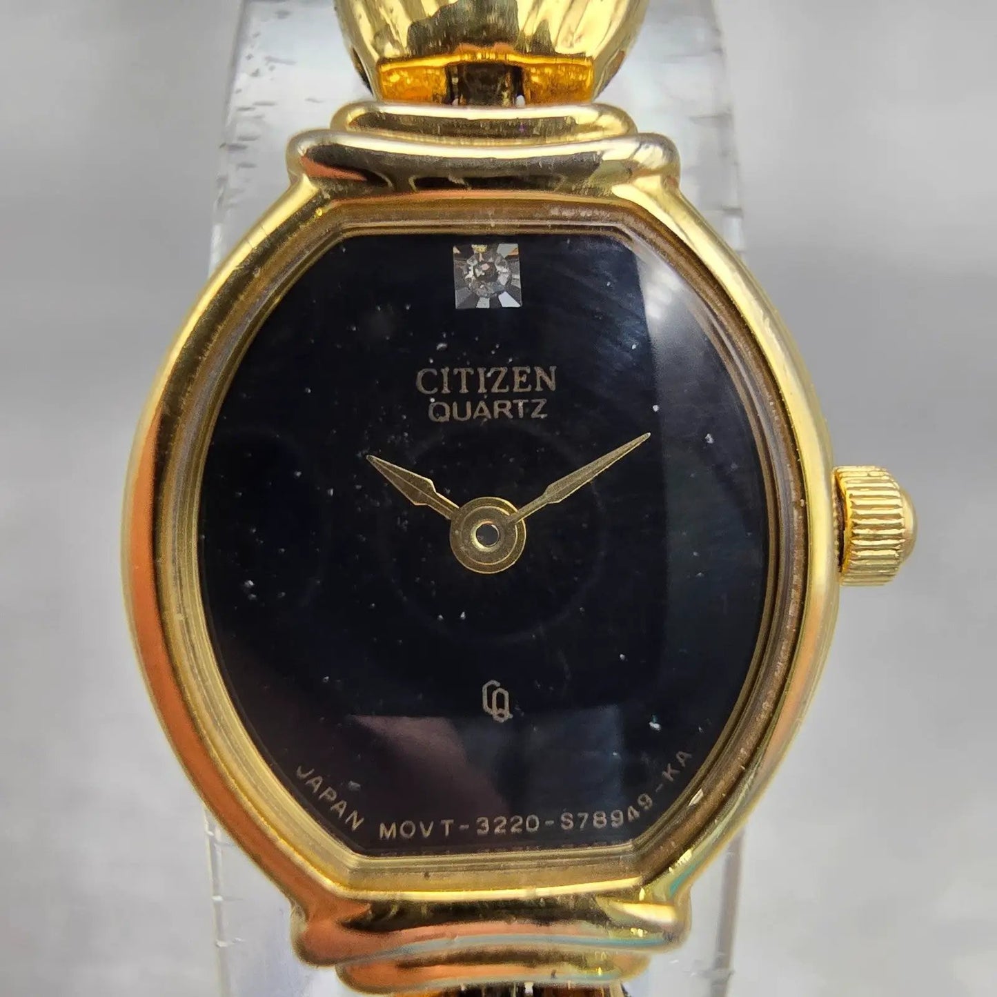 Citizen CQ Watch Women 16mm Black Dial Gold Tone Oval 3220-S29614 New Battery1