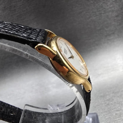 Seiko Watch Women 20mm White Dial Gold Tone Round 2Y00-0A10 New Battery VTG JP233