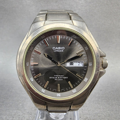 Casio Lineage Titanium Watch Men 38mm Black Dial Daydate LIN171J New Battery0