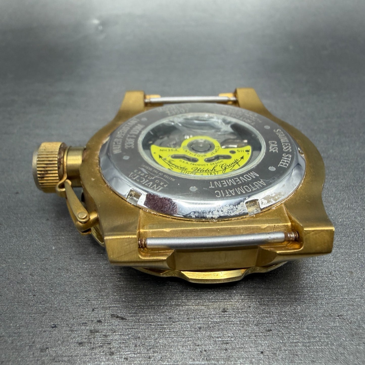 Invicta Pro Diver Automatic Watch Men 49mm White Dial Gold Tone Date Round 235077