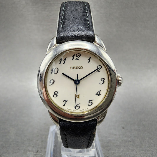 Seiko Watch Women 26mm White Dial Silver Tone 1f210050 New Battery0