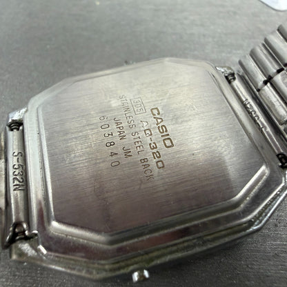 Casio AQ-320 Watch Men 31mm White Dial Silver Tone Analog Digital PARTS10