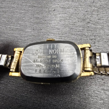Seiko Watch Women 15mm Champagne Dial Gold Tone Oval 1320-5539 New Battery VTG10