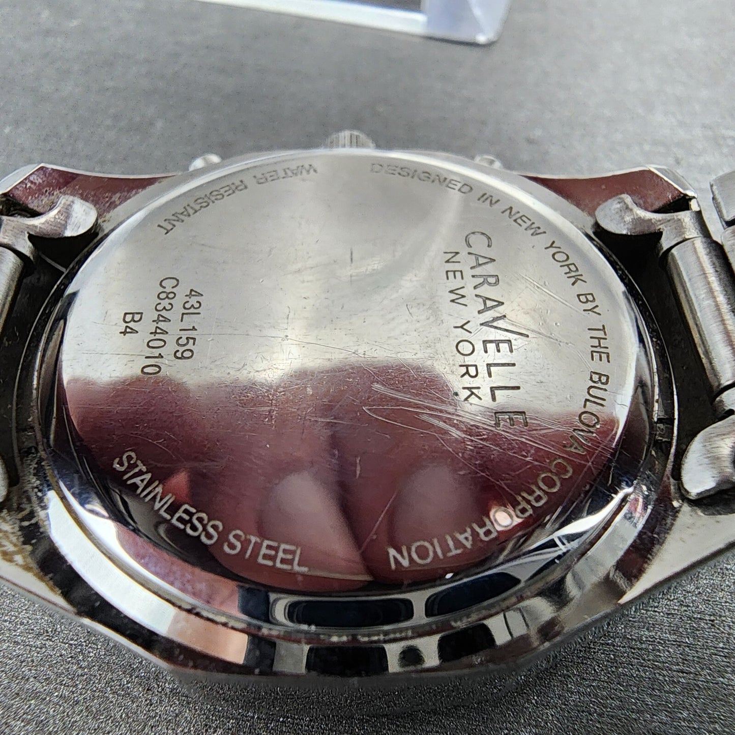 Bulova Caravelle Chronograph Watch Women 37mm MOP Dial Steel Round New Battery
