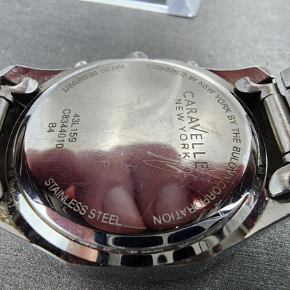 Bulova Caravelle Chronograph Watch Women 37mm MOP Dial Steel Round New Battery