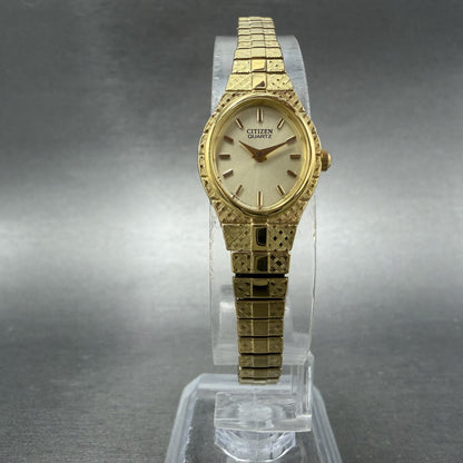 Citizen Watch Women 17mm Champagne Dial Gold Tone Oval 5920-S96494 New Battery5