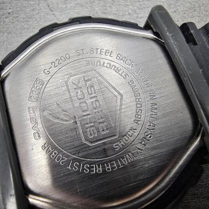 Casio G-Shock G-2200 Watch Men 49mm Black Gray Alarm Chronograph READ New Batt10