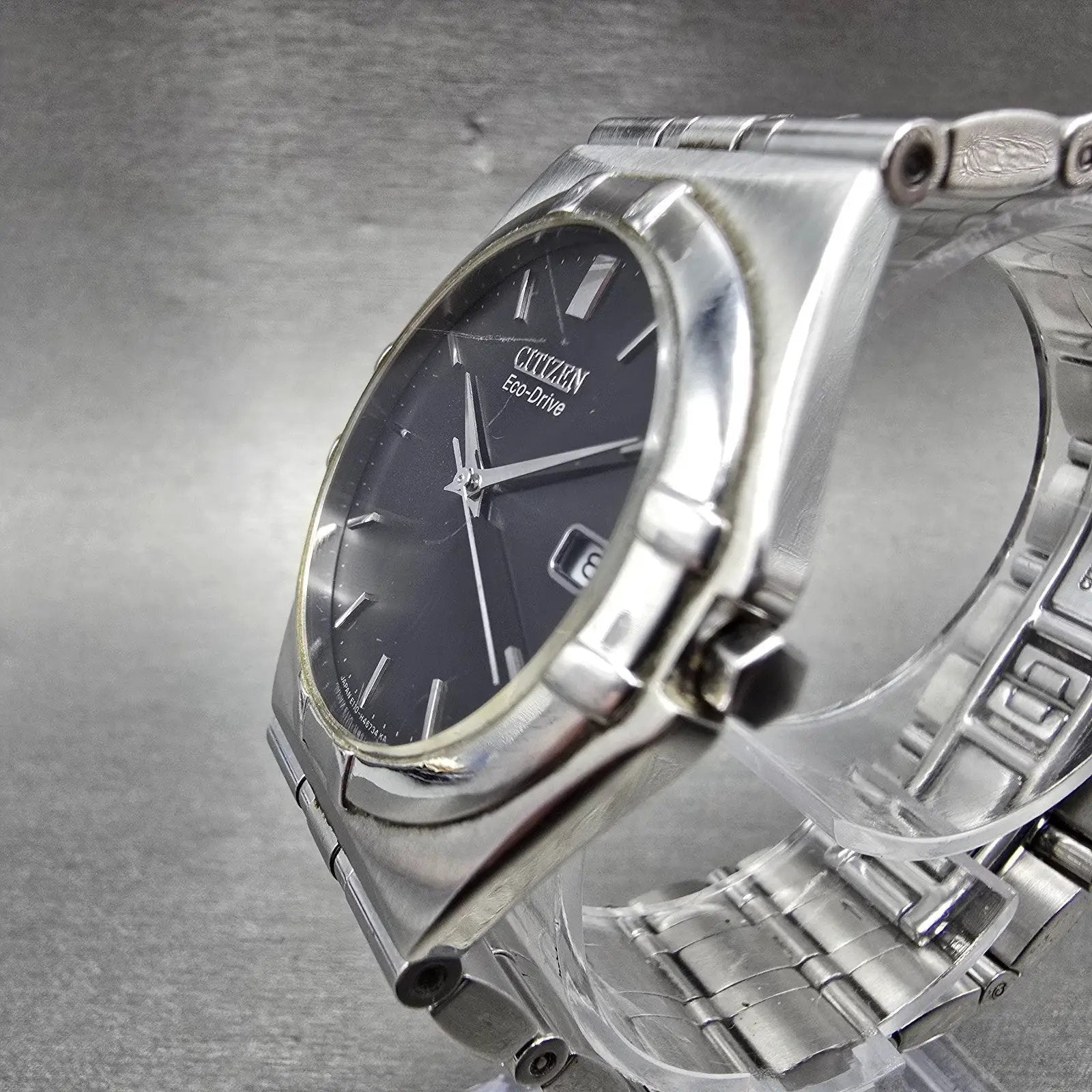 Citizen Eco-Drive Watch Men 36mm Black Dial Silver Date Round E110-H26604 Runs3