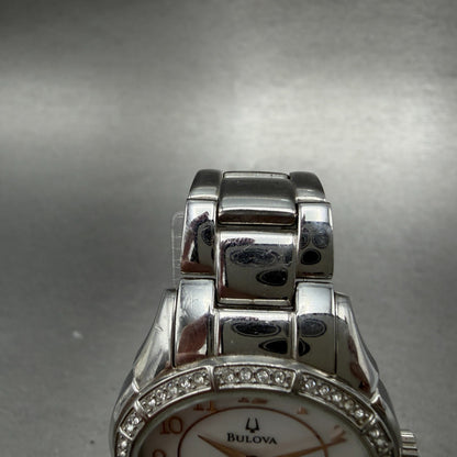 Bulova Watch Women 33mm MOP Dial Silver Tone Round 96L146 New Battery Diamond4