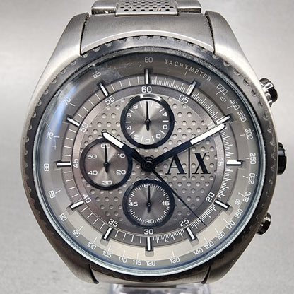 Armani Exchange Chronograph Watch Men 45mm Gray Dial Gunmetal Case Round New Bat