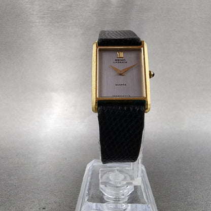 Seiko Lassale Tank Watch Women 18mm Silver Dial Gold Tone 84205099 New Bat5