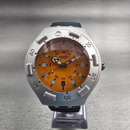 Swatch Irony Scuba 200 TOUTATIS Watch Men 43mm Orange Dial YDS4002 New Battery0