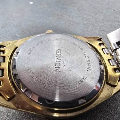 Gruen President Watch Men 36mm Champagne Dial Gold Tone Daydate Round PARTS VTG11
