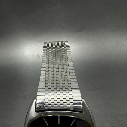 Seiko Watch Men 32mm Blue Dial Silver Tone Rectangle 4100-5069 New Battery VTG4