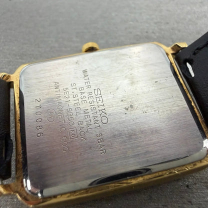 Seiko Spirit Tank Watch Men 26mm Champagne Dial Gold 5e21-5b50 New Battery HN79