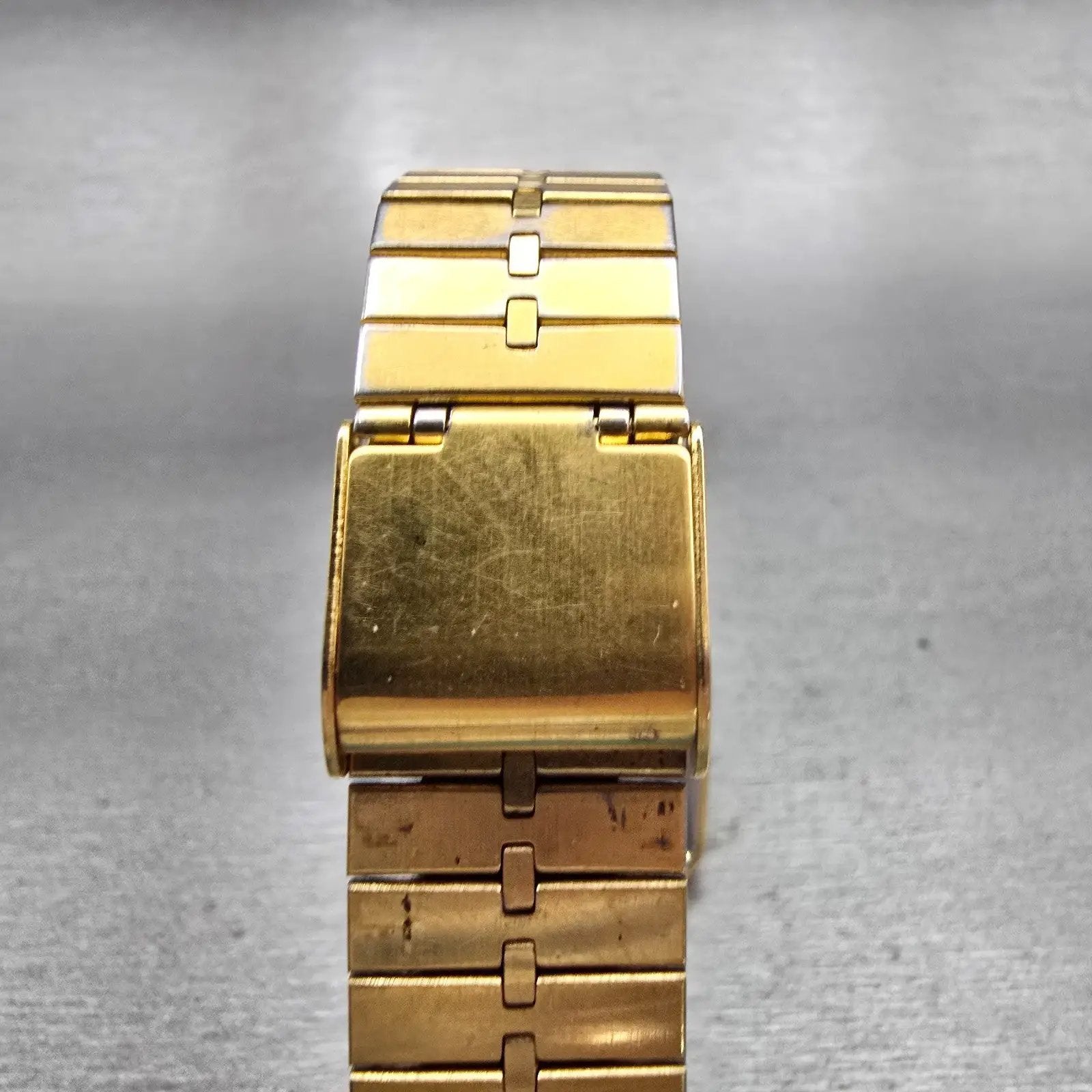 Seiko Watch Men 27mm Gold Dial Gold Tone Date Rectangle 6539-5060 New Battery7
