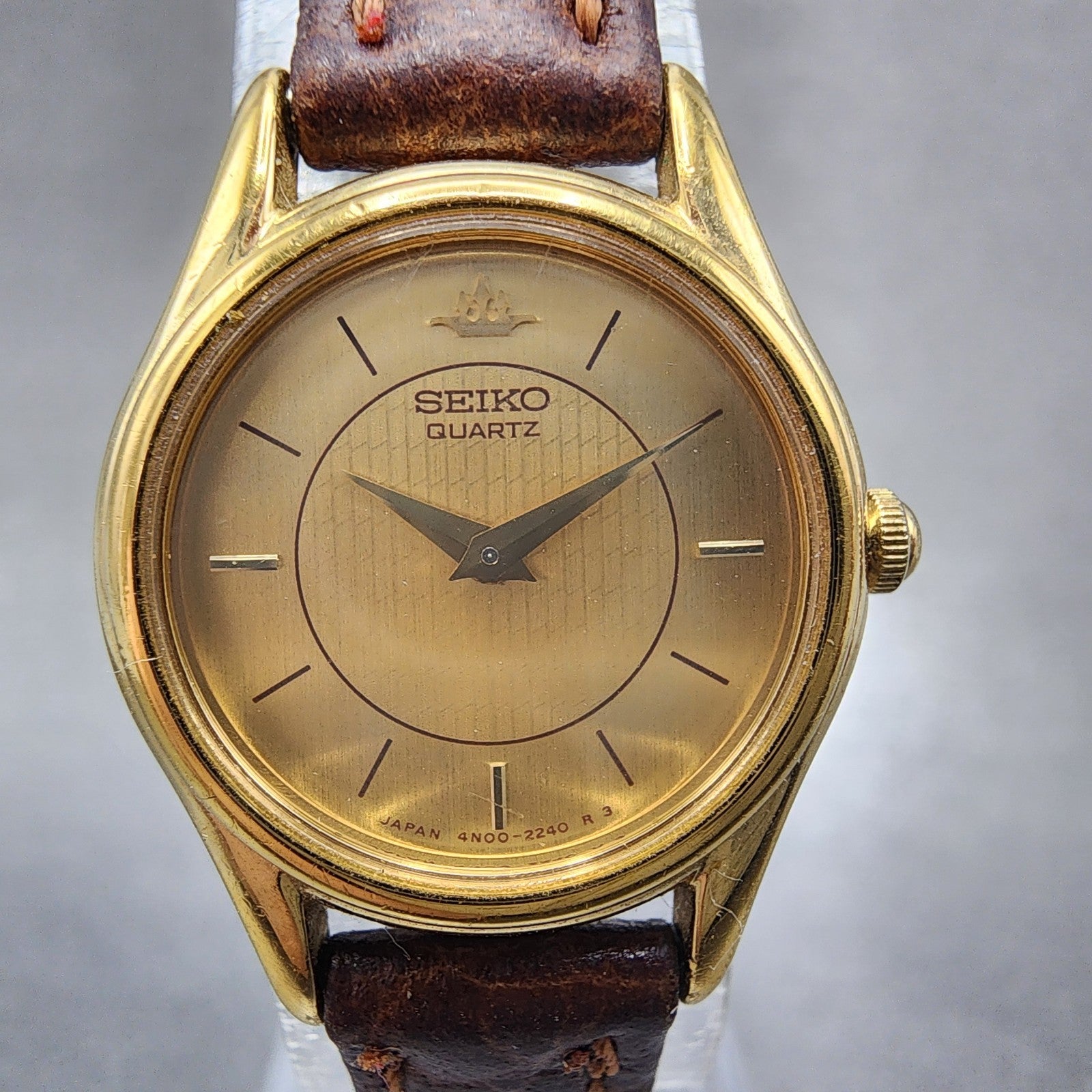 Seiko Watch Women 21mm Champagne Dial Gold Tone Round 4n000600 New Battery1