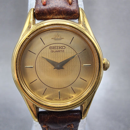 Seiko Watch Women 21mm Champagne Dial Gold Tone Round 4n000600 New Battery1