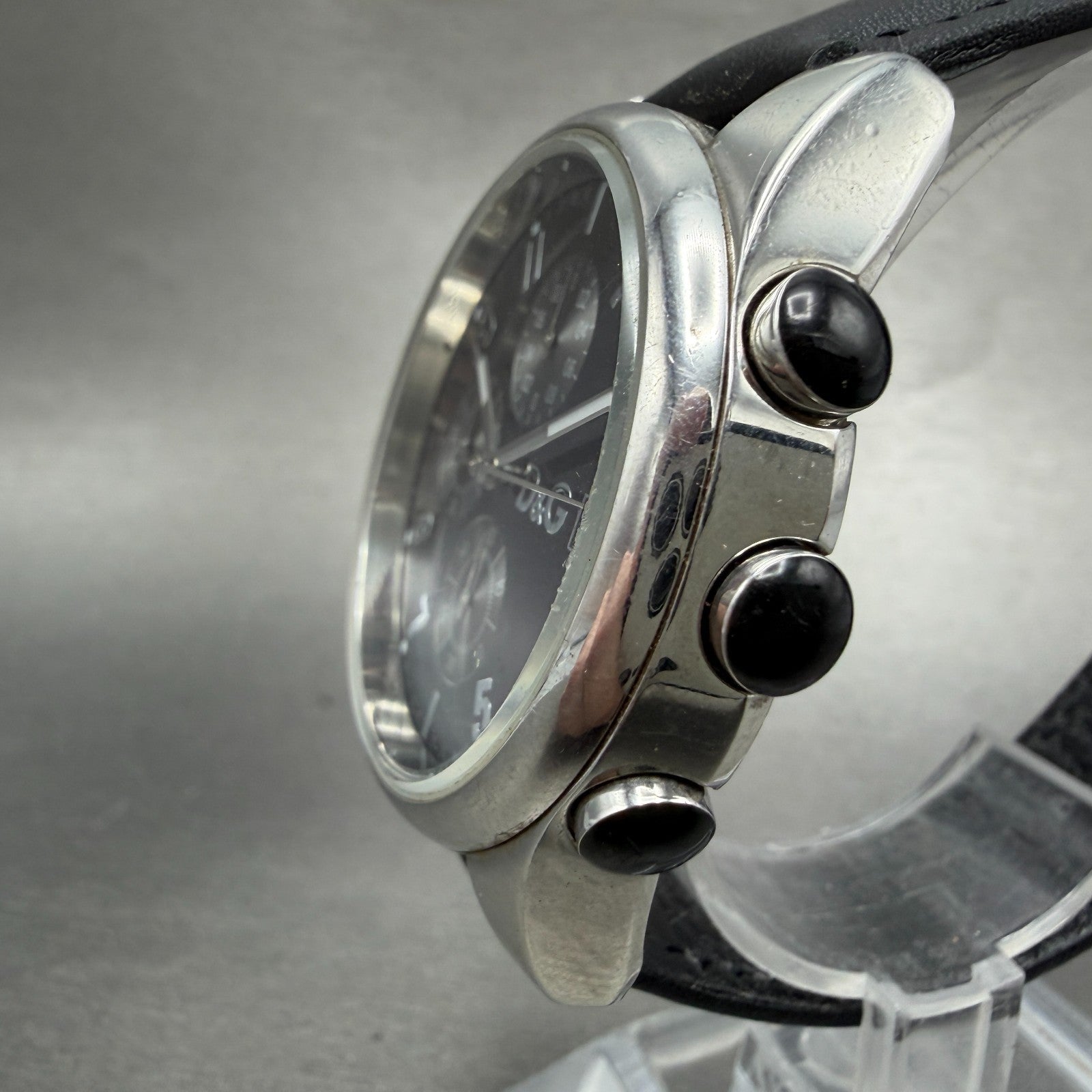 Dolce & Gabbana Sandpiper Chronograph Watch Men 41mm Black Dial Silver New BattA2