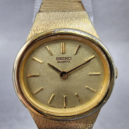 Seiko Watch Women 20mm Cream Dial Gold Tone Oval 23205439 New Battery1