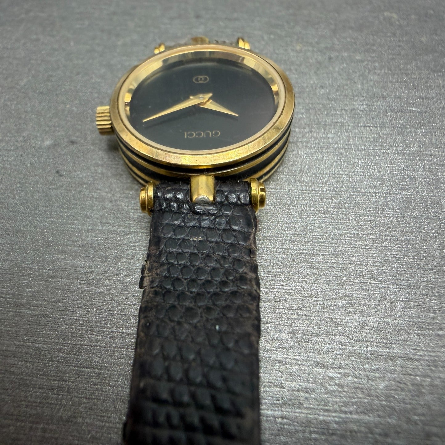 Gucci 2000L Watch Women 22mm Black Dial Gold Plated Round New Battery VTG READ!!4