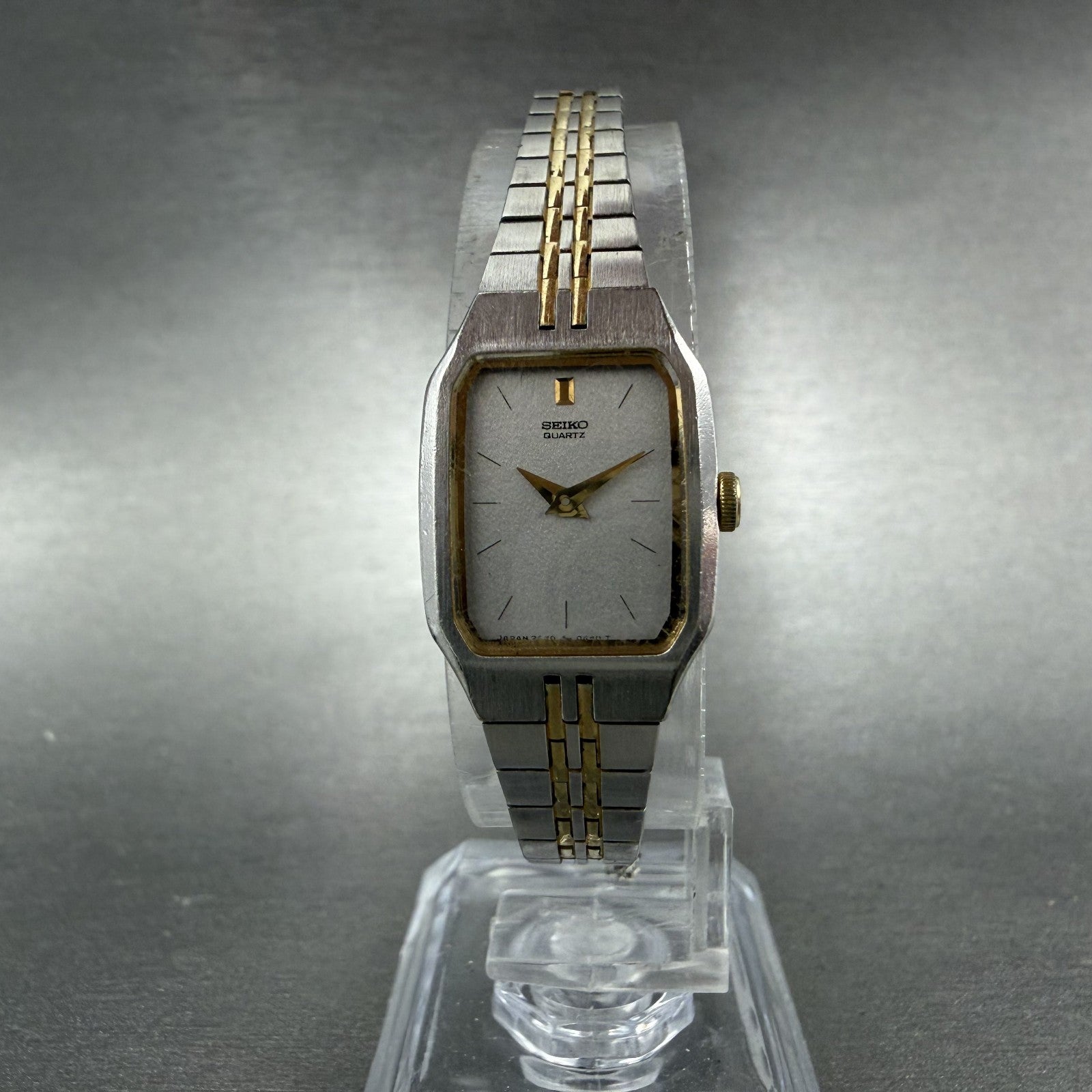 Seiko Watch Women 16mm Silver Dial Two Tone Octagon VTG 2C20-5209 New Battery5