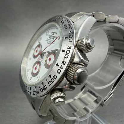 Technos Chronograph Watch Men 41mm White Dial Silver Tone Round TBKC847 New Batt2