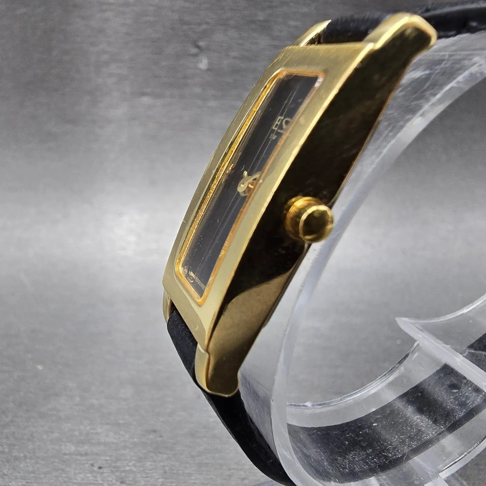 ESQ Tank Watch Women 13mm Black Dial Gold Tone Rectangle 100677 New Battery2