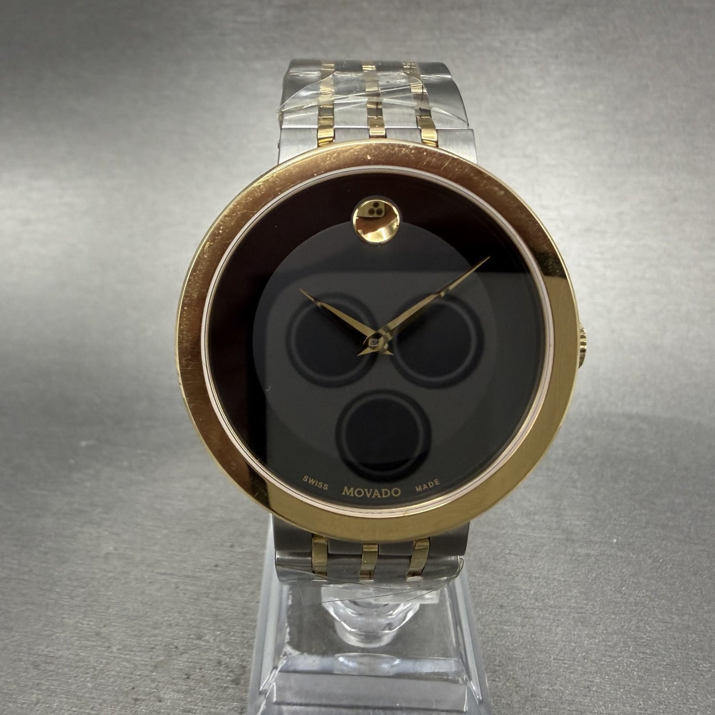 Movado Esperanza Watch Men 39mm Black Two Tone Round New Batt Bracelet 06070580