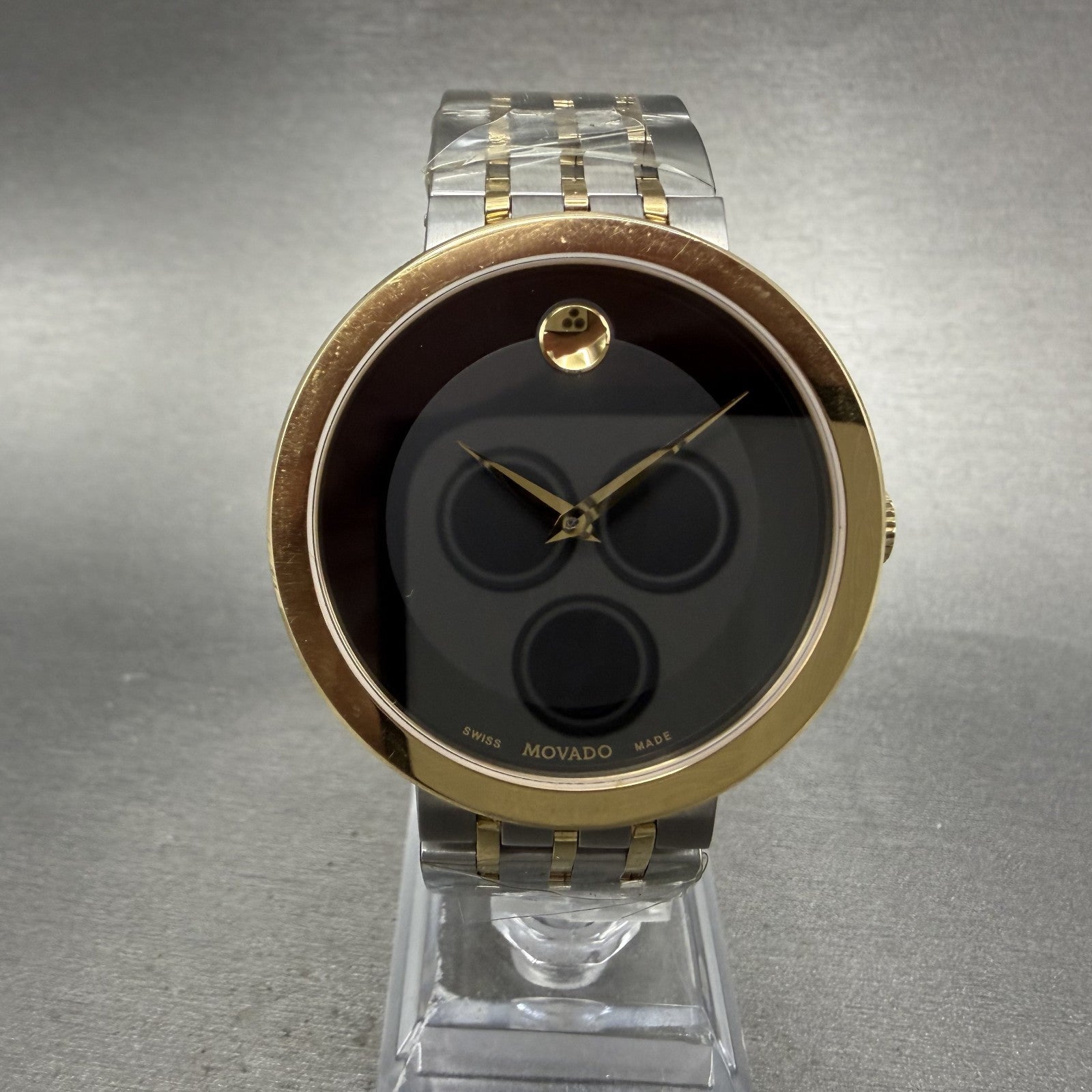 Movado Esperanza Watch Men 39mm Black Two Tone Round New Batt Bracelet 06070580