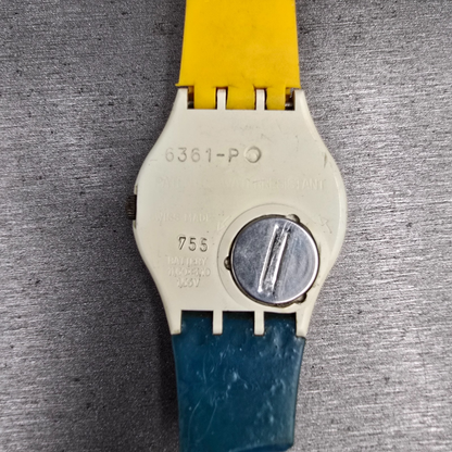 Swatch Ping Pong Watch Men 34mm White Dial White Case Round GW105 New Batt6