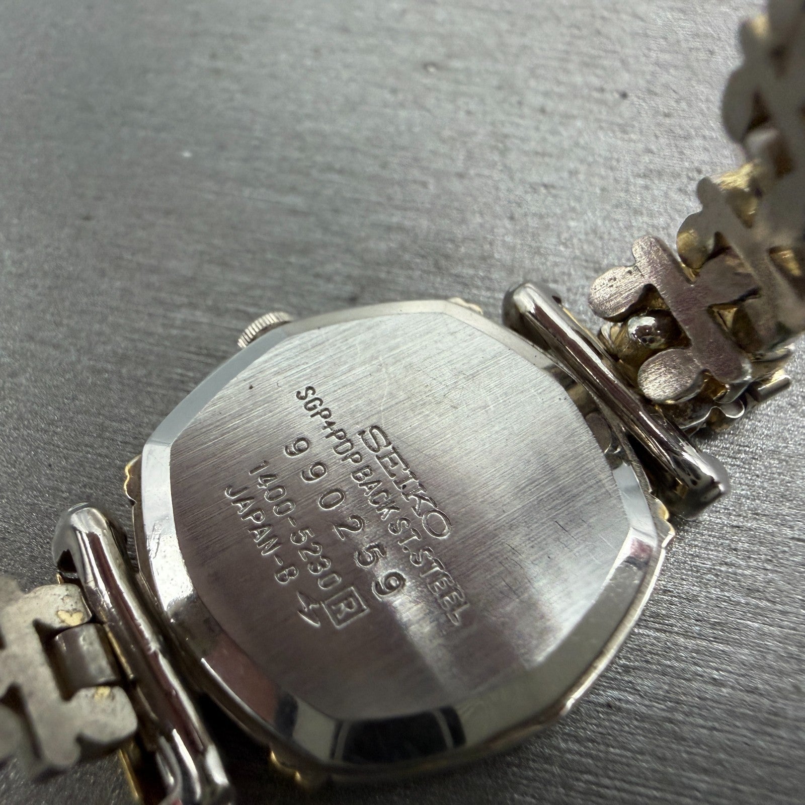 Seiko Watch Women 22mm Black Dial Two Tone Octagon 1400-5230 New Battery Vintage9