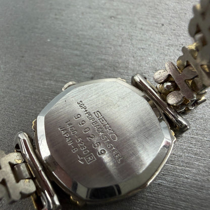 Seiko Watch Women 22mm Black Dial Two Tone Octagon 1400-5230 New Battery Vintage9