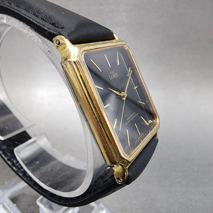 Citizen Club Lamer Tank Watch Men 25mm Black Dial Gold Tone Rectangle New Batt3