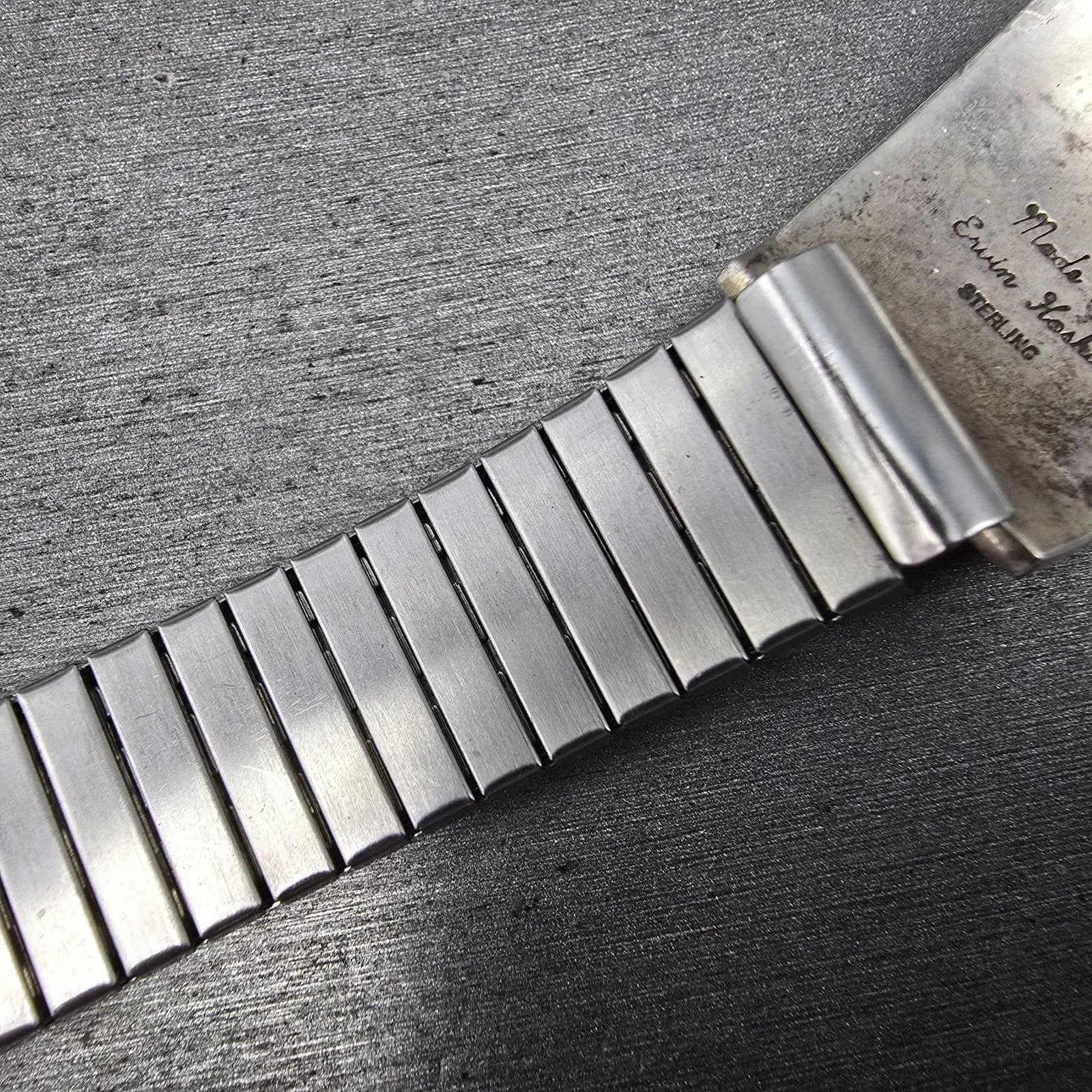 Navajo Sterling Silver Watch Band Tips 17mm Lizard Design Stretch Band VTG13