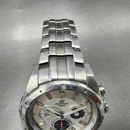 Casio Edifice Chronogrpah Watch Men 46mm White Dial Steel Round EF535DJ New Bat4