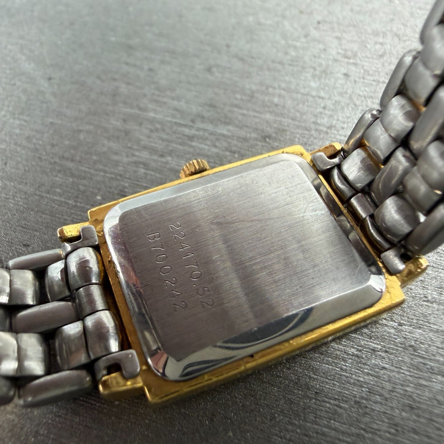 Technos Tank Watch Women 18mm Gold Dial Two Tone  Rectangle New Battery9