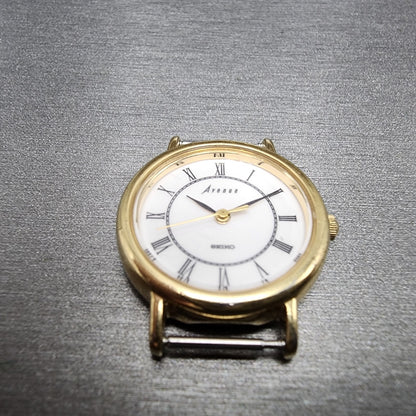 Seiko Avenue Watch Women 23mm White Dial Gold Tone Round 2P21-0B50 New Battery