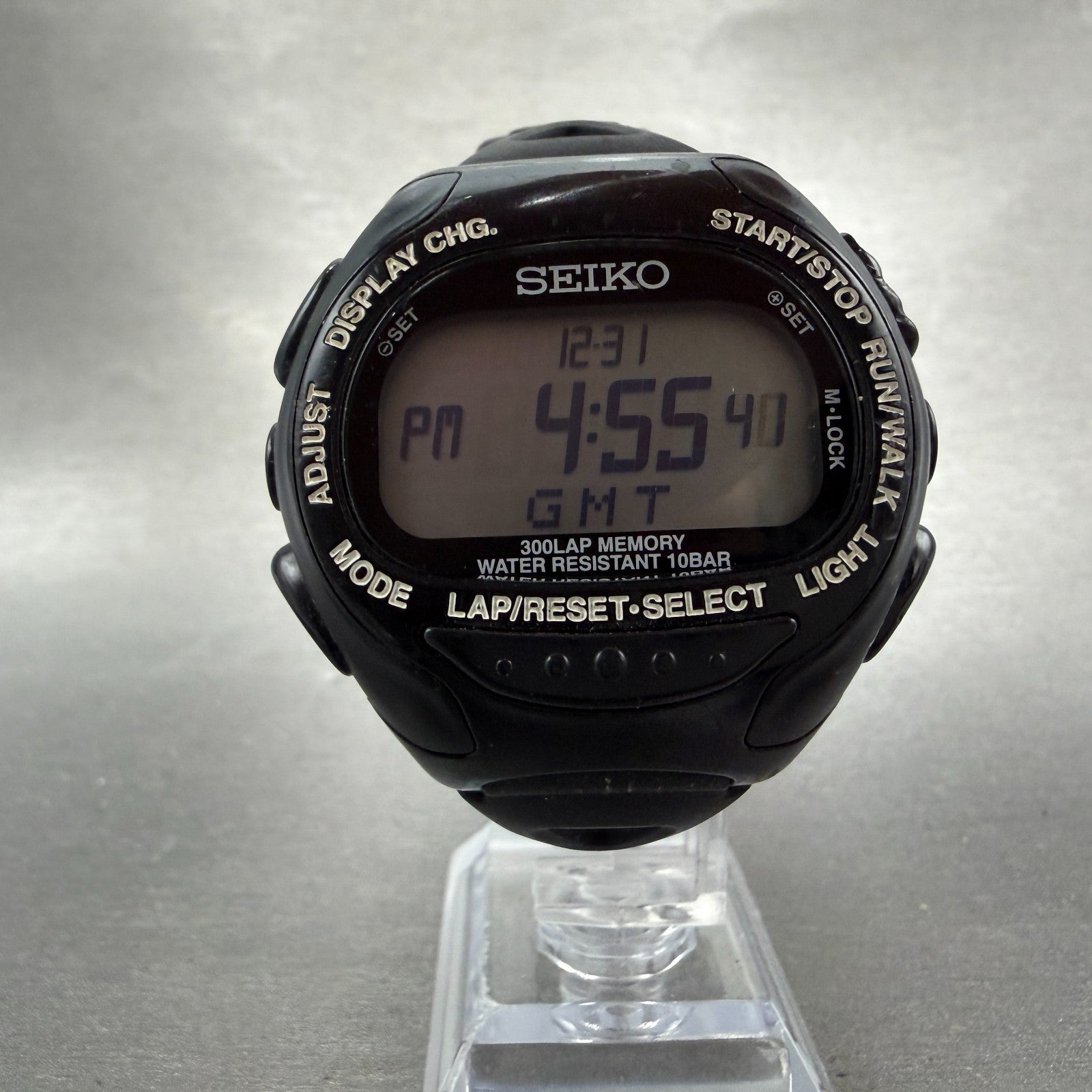 Seiko Super Runner Digital Watch Men 46mm Black Alarm Chrono S670-00A0 New Batt5