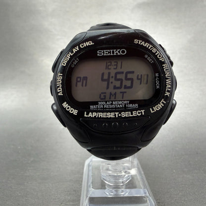 Seiko Super Runner Digital Watch Men 46mm Black Alarm Chrono S670-00A0 New Batt5