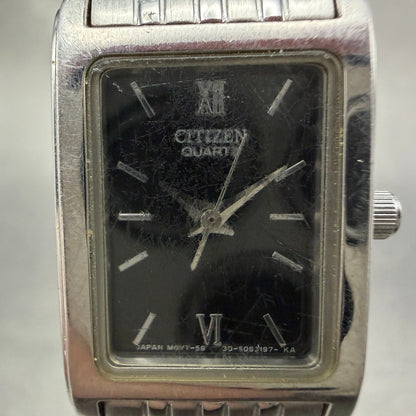 Citizen Tank Watch Women 18mm Black Dial Silver Tone 5930-S038588 New Battery1